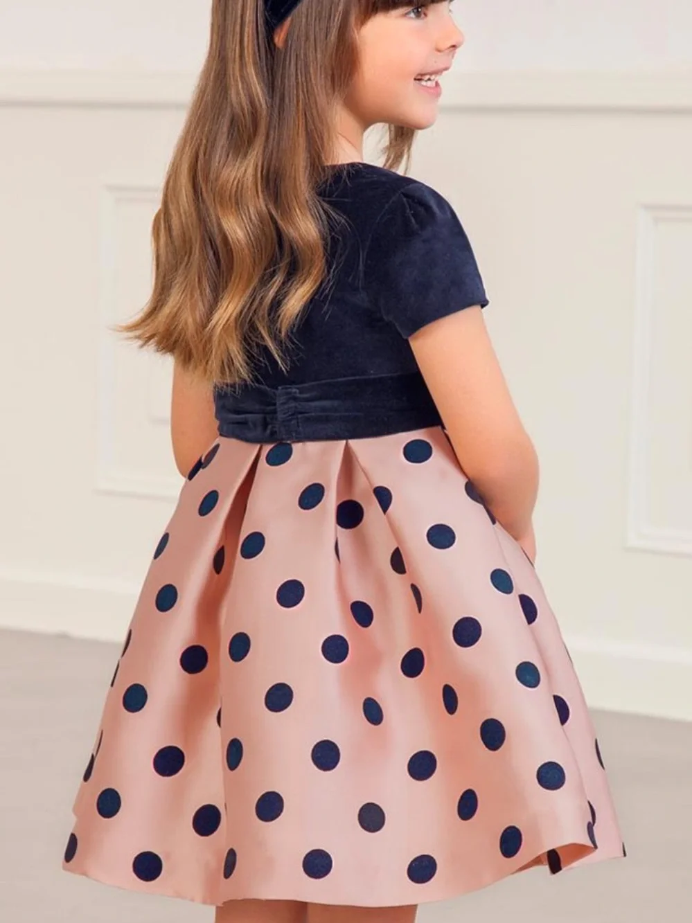 NWT Abel & Lula Velvet and Polka Dot Girls Mikado Dress Size 4 Boutique NWT New